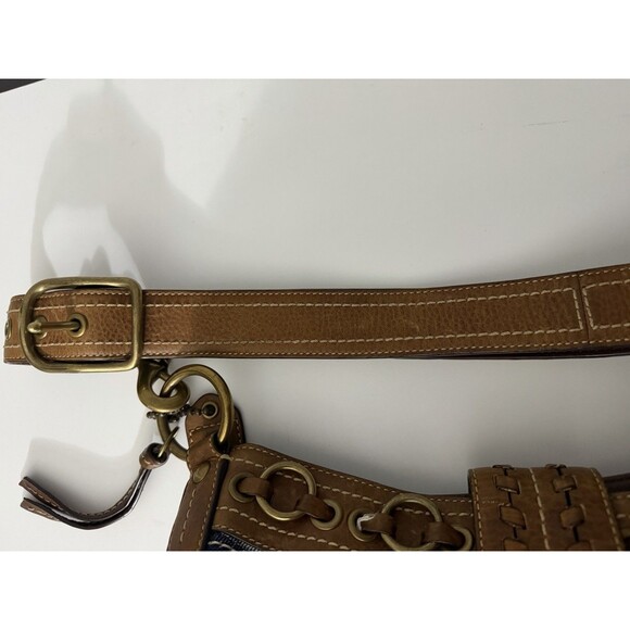 COACH VTG Signature Denim & Vachetta Leather Shoulder Bag F06K-10406 Handbag - Picture 12 of 16